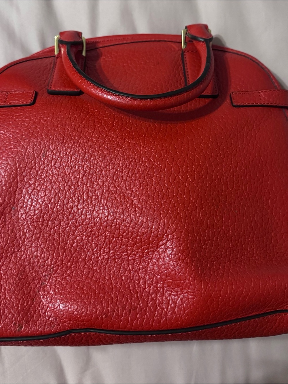 Michael Kors Red Pebbled Leather Dome Satchel with Gold-Tone Hardware - Picture 3 of 7